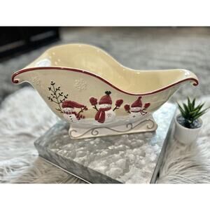 St. Nicholas Square WINTER WISHES 14" Large Sleigh Centerpiece Snowman Snowflake